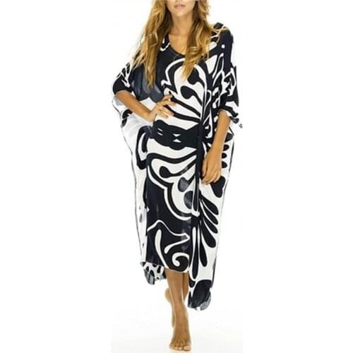 2021 New Cotton Butterfly Print Sunscreen Beach Jacket Loose Seaside Vacation Long Skirt Swimsuit With Blouse Beach Cover Up