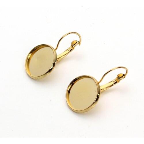 10pcs 10/12/4/16/18/20mm Copper Brass Gold Color Earring Base Earring Findings Cabochon Cameo Setting High Quality 2016