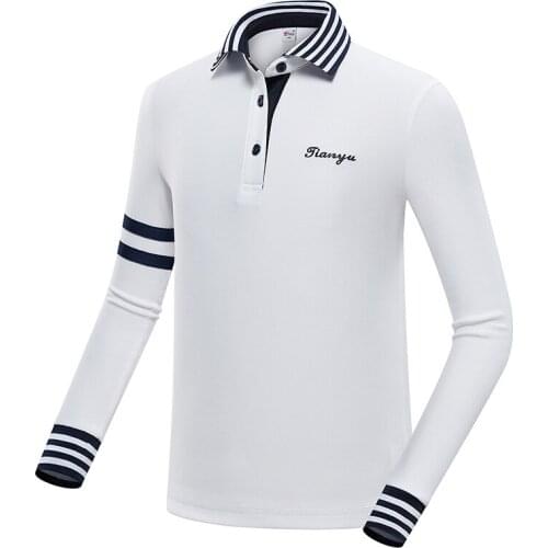 Pgm Teenager Striped Golf T-Shirt Long Sleeve Turn Down Collar Shirt Autumn Children Breathable Golf Sportwears D1006