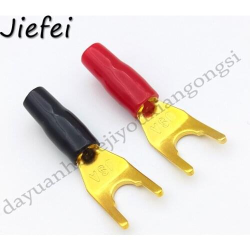 20-200Pcs New Y U spade banana Connectors Gold Plated Solderless Fork Speaker Banana Plug adapter