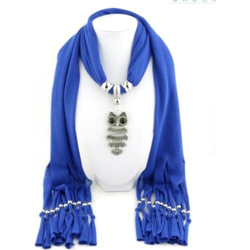 New Charms winter Scarf Necklaces tassel Vintage Owl Pendant scarf Necklaces Women Scarf Necklaces Jewelry Wholesale