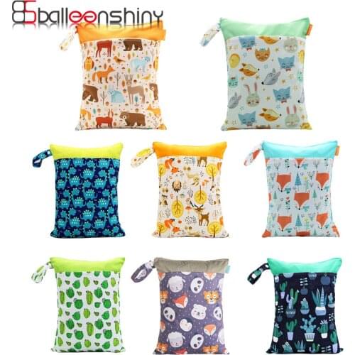 Balleenshiny Printed Stroller Diaper Bag for Mom Baby Accessories Wetbag TPU Waterproof Storage Bag Small Wet Bag Organizer