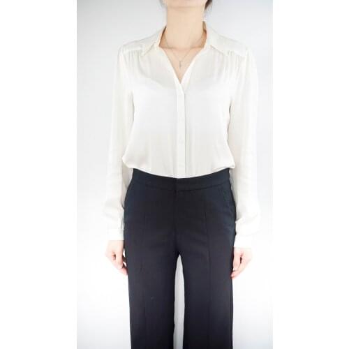 Spring 2021 Women‘s Clothing Silk Shirt Female Blouse With Long Sleeve Hidden Placket And Shirring