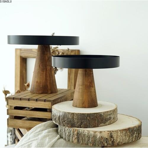 High Stand Wooden Cake Plate Creative Food Serving Trays Multi-Use Eco Naural Wood Desserts/Fruits Tray wedding Home Decor