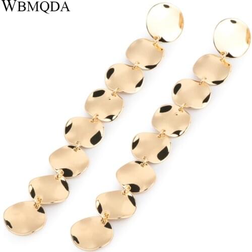 Wbmqda New 2019 Fashion Punk Drop Earring Gold Color Statement Geometric Metal Long Earrings For Women Wedding Jewelry