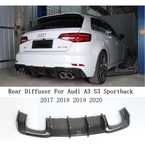 Carbon Fiber Rear Diffuser Lip Spoiler For Audi A3 S3 Sportback 2017 2018 2019 2020 Bumper Splitters High Quality Accessories