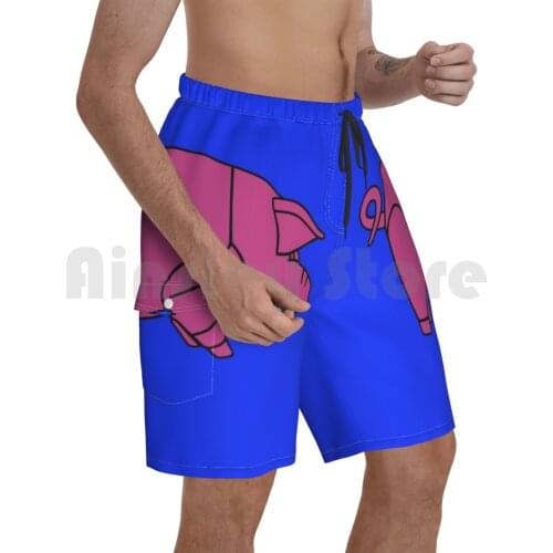 Animals Pig ( Traditional Colour ) Beach Shorts Men Beach Pants Swimwear Animals 1977 70s Pig Music