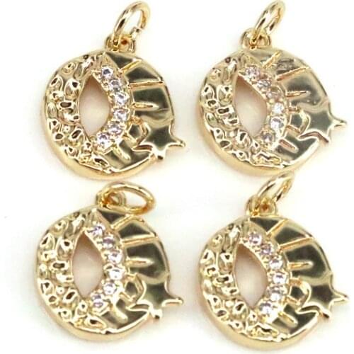 10Pcs , Jewelry Making Gold Crystal Star Moon Charms Pendant For Women Fashion Necklace Supplies Accessory