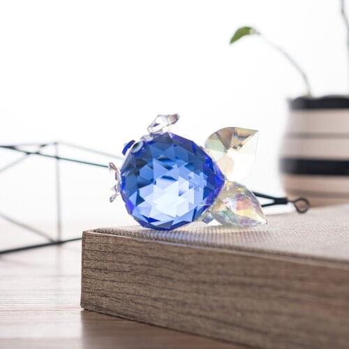 2019 Cute Blue Crystal Fish Home Decoration Accessories 71*45*54MM Glass Vintage Decor Best Gift For Friend Wholesale