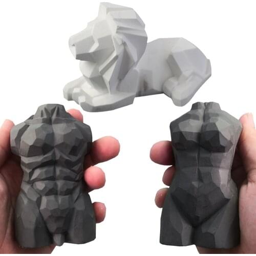 3D Geometric Art Candle Silicone Mold Male Woman Body Candle Making Soap Aroma Mould Handmade Resin Craft Molds Home Ornament