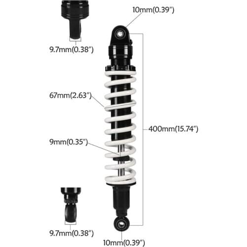 9mm spring 400mm Adjust damping Suspension shock absorber Spring Motorcycle For Honda Yamaha Kawasaki Suzuki