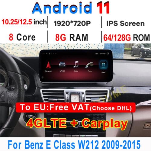 10.25" Andriod 10 8Core 8+64G Car Radio GPS Navigation Multimedia Player for Mercedes Benz E Class W212 2009-2015 Stereo 4G LTE