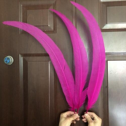 Free shipping 50pcs/lot Hot Pink Dye Pheasant Silver Feather performance Plume 60-65cm pheasant tails Feather for backpieces