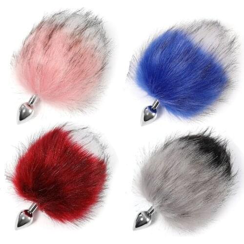 Big Dia16cm Rabbit fox Tail Metal Anal beads Butt Plug Role Play headband bunny Erotic Cosplay BDSM ass Sex Toy For Couple