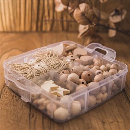 1Set Natural Beech Wood Teether Beads DIY Wooden Teether Set Accessories Teething Beads Necklace Beech Wooden Round Beads