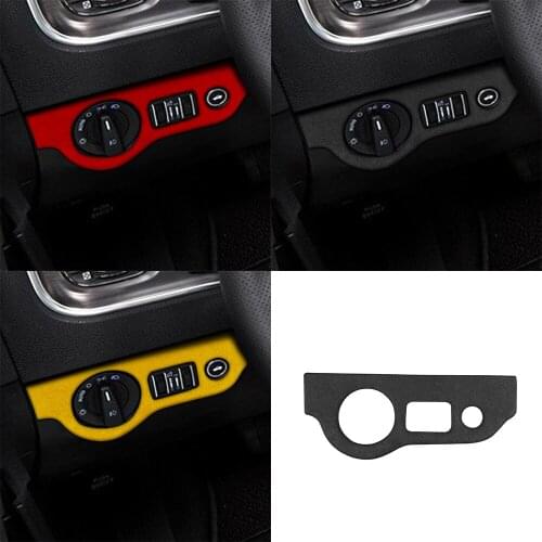 Headlight Adjustment Switch Decoration Cover Trim Sticker for Dodge Charger 2016 2017 2018 2019 2020 2021 Car Accessory Suede
