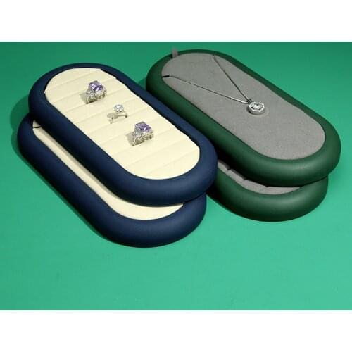 Precious PU Leather Jewelry Earrings Bracelet Display Tray Organizer Case