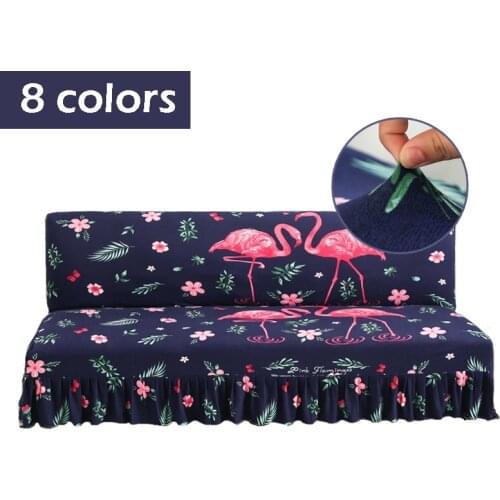 Flamingo Elastic Sofa Bed Cover Without Armrest Ruffle Stretch Sofa Cover Full Anti-dirty Waterproof Living Room Couch Slipcover
