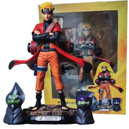 Naruto Cartoon Figure Toys For Children Action 22CM Gk Immortal Model Naruto With 2 Toads Color Box Packed Collectible Gift Toys
