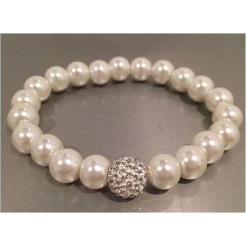 Hot selling free shipping********12mm natural Australian south sea white pearl bracelet 7.5-8inch