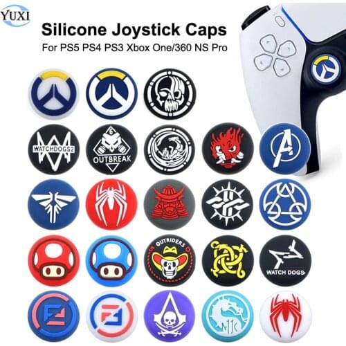 YuXi 2pcs For Playstation 5 4 PS5 PS4 Pro Slim Controller Thumb Stick Grip Cover for Xbox 360 One X S Joystick Cap for NS Pro