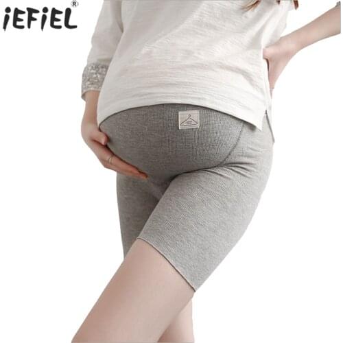 Maternity Leggings Soft Adjustable High Waist Pregnant Woman Belly Underpant Pregnancy Short Pants Thin Ribbed Seamless Shorts