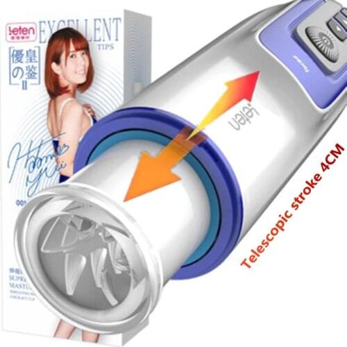 Leten Automatic Telescopic Piston Male Masturbator Voice Interaction Real Vagina Pussy Blowjob Sucking Vibrator Sex Toys for Men