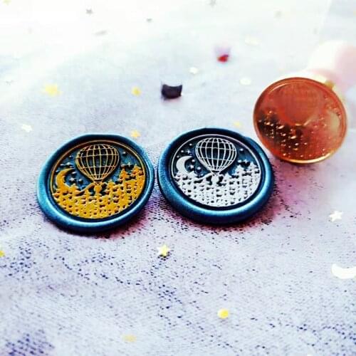 Moon stars on hot air balloon stamp head of Retro Wood Stamp Sealing Wax Seal Stamp Wedding Decorative sealing Stamp wax seals