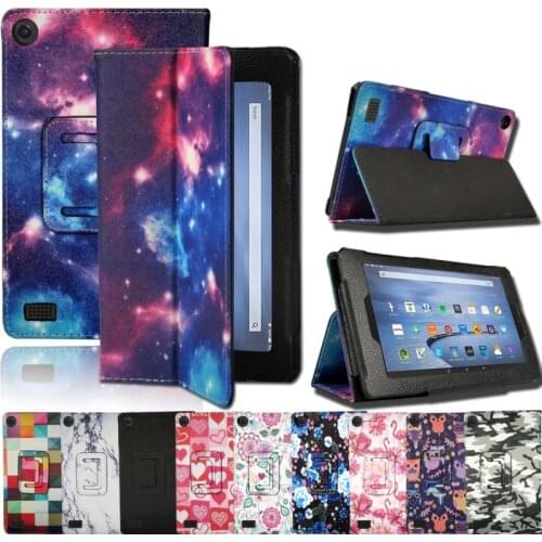 KK&LL For Amazon Fire 7 (5th / 7th / 9th Generation,2015 2017 2019 Release)-Smart Tablet Magnetic Leather Stand Folio Cover Case