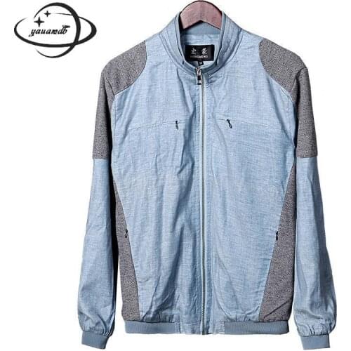 Mens jackets spring autumn male coats clothing Stand collar Zipper Patchwork Linen plus size man outerwear clothes h90