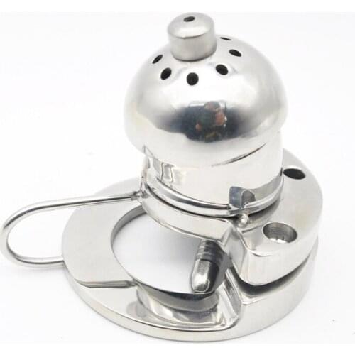 Double Lock Stainless Steel Male Chastity Device Cage Penis Pendant Weight Bearing Ring Lock Cock Ring Chastity Belt Adult Game