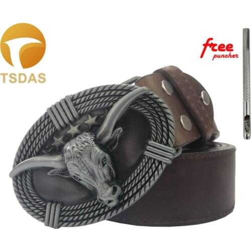 Silver Plating Mens Belt Buckles Cow Head Designer Belt Buckles for New Year Gifts Drop Shipping