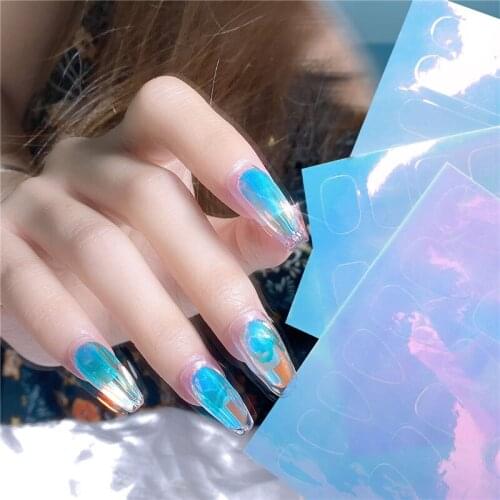 5pcs Aurora Candy Paper Ice Cube Style Nail Art Sticker Self-Adhesive Decorations Manicure Design Accessories