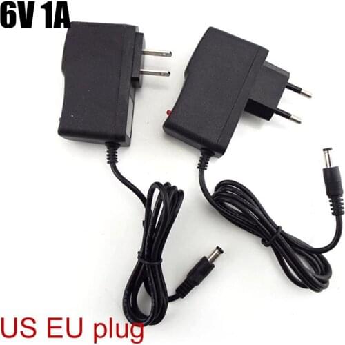 6V 1A AC to DC 100V-240V Wall Charger Power Supply 1000ma Adapter Converter Adaptor Transformer US EU Plug Charging 5.5mm*2.5mm
