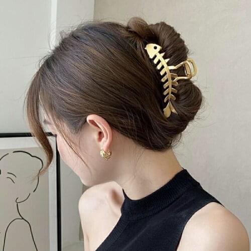New Fashion Shark Clips Dumb Gold Hairclips Large Metal Shower Hairpins Korean Headpins Headdress Hair Accessories for Women