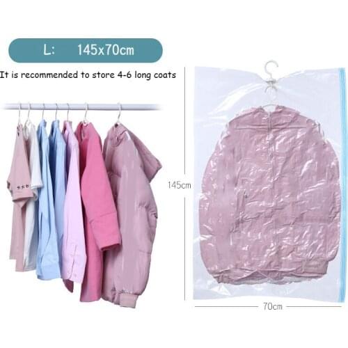 Hanging Clothes Compression Bag Storage Transparent Large Thick Down Jacket Pumping Vacuum Bagged Clothes Sorting Bag