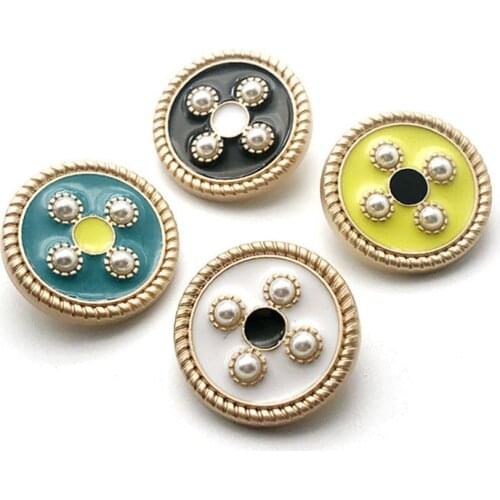 2 Pcs/lot Metal Pearl Buttons Cardigan Sweater Clothes Decoration Accessories Diy Handmade Clothing Materials HS201012-2
