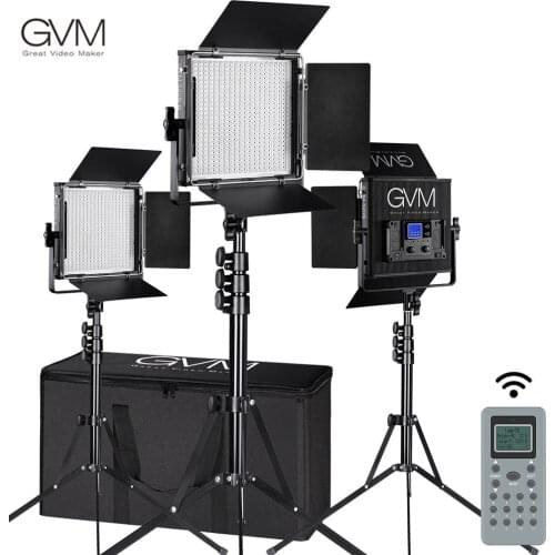 GVM 520S Photography Video Studio Lighting LED Panel Kit Bi-Color Barndoor Diffuse Wireless Control Lamp Fill Light For Camera