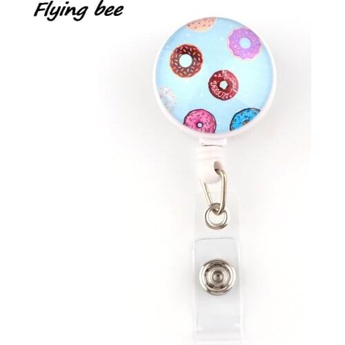 X2076 1pcs New Sweets Donuts Badge Reel Clip Student Friend Exquisite IC Card Badge Holder Gift Personality Accessories