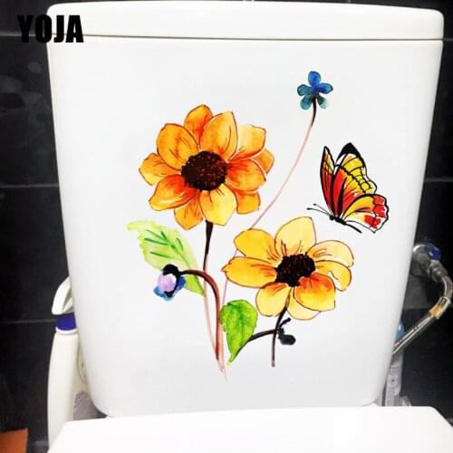 YOJA 17.7X21CM Cartoon Flower Butterfly Kids Bedroom Wall Decals House Decoration Toilet Sticker T1-2011
