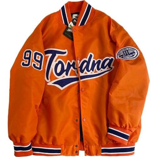 Vintage Baseball Jacket Women High Street Letter Print Striped Patchwork Single Breasted Oversized Bomber Coat Outerwear Tops