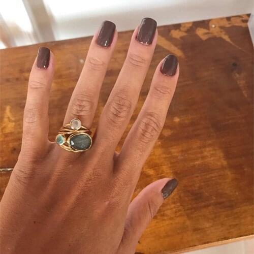 2021 Hot Retro Bohemian Moonstone Rings For Women Vintage Boho Female Jewelry Wedding Party Accessories Birthstone Gifts