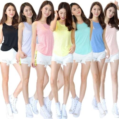 Summer Style O-Neck Soft Bamboo slub short and long Womens Tank Tops Candy Colors Plus Size 6XL Tops Tees women Vests