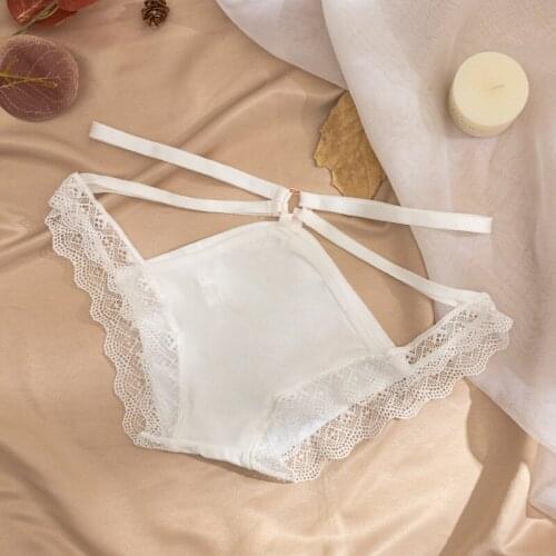 Women 's Underwear Ladies Panties Sexy Lace Briefs Cotton Modal Hollow Out Comfortable Feminine Shorts Cross-band Ring Pendant
