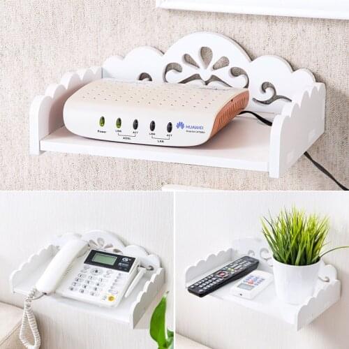 1pc Creative TV Set-top Storage Rack Bedroom Clapboard Wall Shelf Bracket Shelf Organizer Remote Control Holder