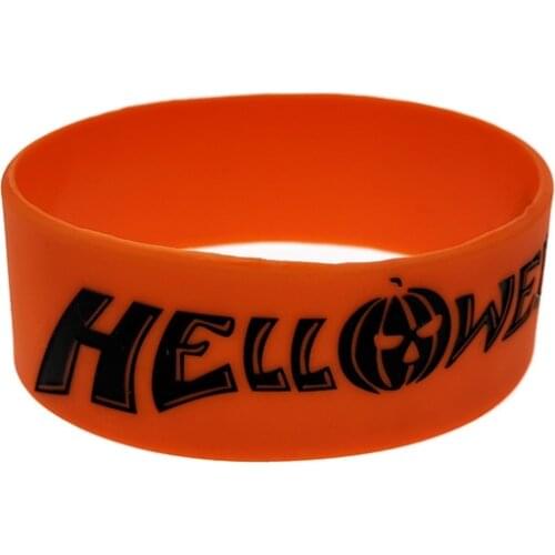 1PC Hello Ween Silicone Bracelet 1 Inch Wide Adult Size