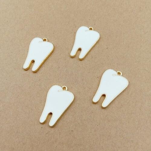 10pcs Trendy 14x22mm Enamel Tooth Charm s Lovely Handmade Pendant Jewelry Findings For Necklace Bracelet Earrings