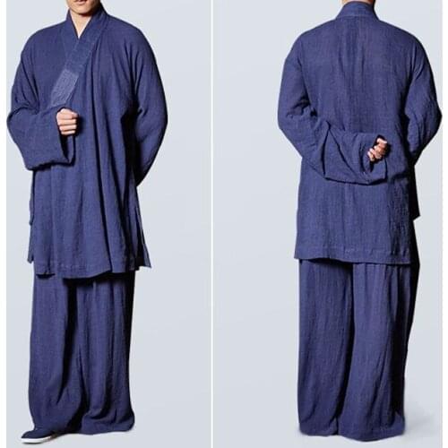 100% cotton Summer&Spring zen lay meditation arhat clothing martial arts suits Buddhist shaolin monk kung fu uniforms grey/khaki