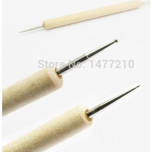 2way Wood Handle Nail Art Design Dotting Pen Painting Drawing Brush Polish Marbleizing Dual-ball tool double-point 2end Pencil