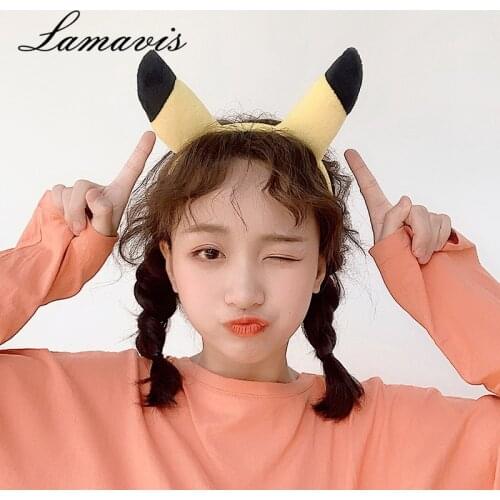 2020 New Headdress Hairband Net Red Japanese Anime Doll Hairband Headdress Pikachu Bean Sprout Hairband Fairy Tale Headband Simp